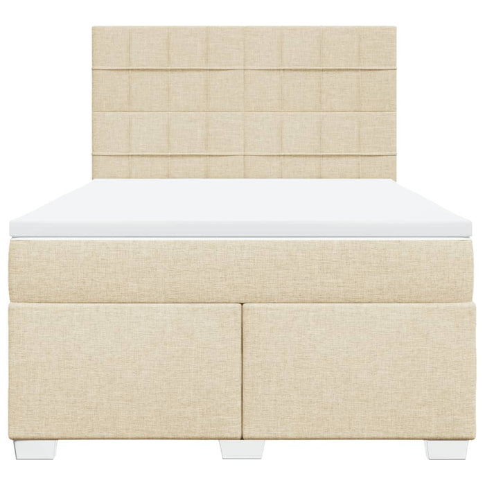 Pat box spring cu saltea, crem, 140x200 cm, textil - WALTI WALTI
