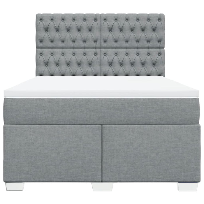 Pat box spring cu saltea, gri deschis, 140x190 cm, textil - WALTI WALTI