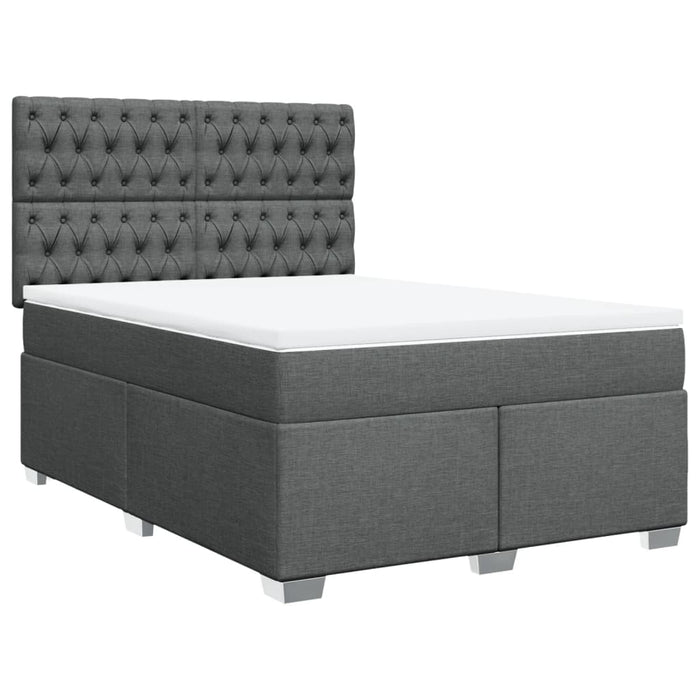 Pat box spring cu saltea, gri închis, 140x190 cm, textil - WALTI WALTI