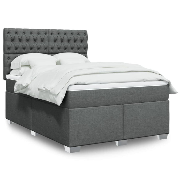 Pat box spring cu saltea, gri închis, 140x190 cm, textil - WALTI WALTI