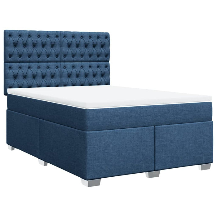 Pat box spring cu saltea, albastru, 140x200 cm, textil - WALTI WALTI