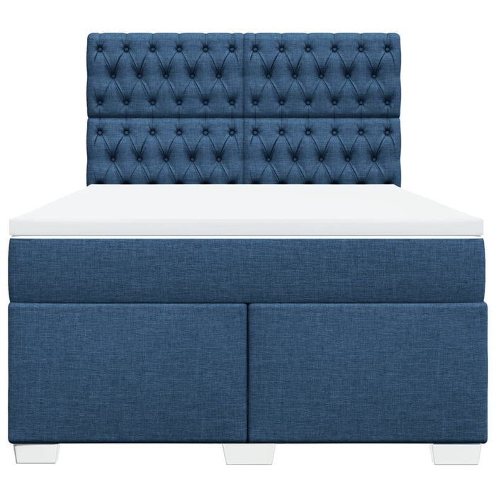 Pat box spring cu saltea, albastru, 140x200 cm, textil - WALTI WALTI