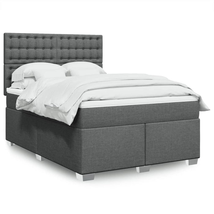 Pat box spring cu saltea, gri închis, 140x190 cm, textil - WALTI WALTI