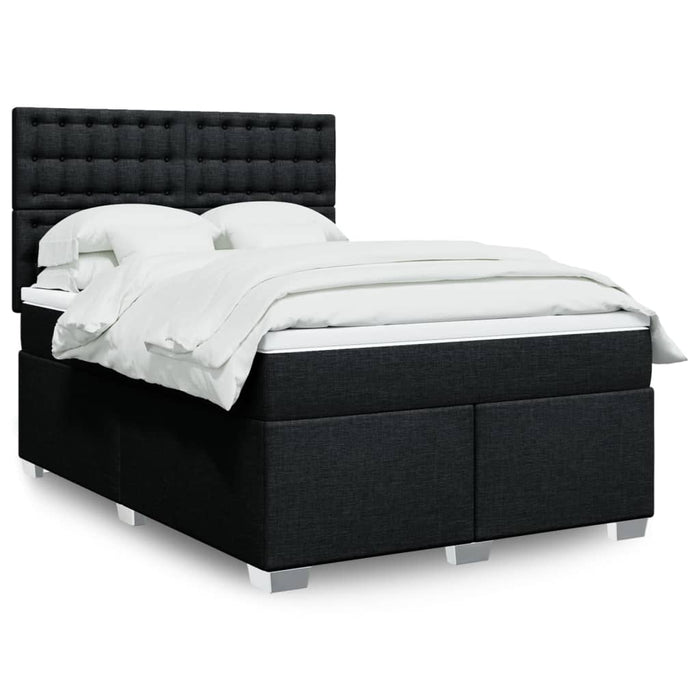 Pat box spring cu saltea, negru, 140x190 cm, textil - WALTI WALTI
