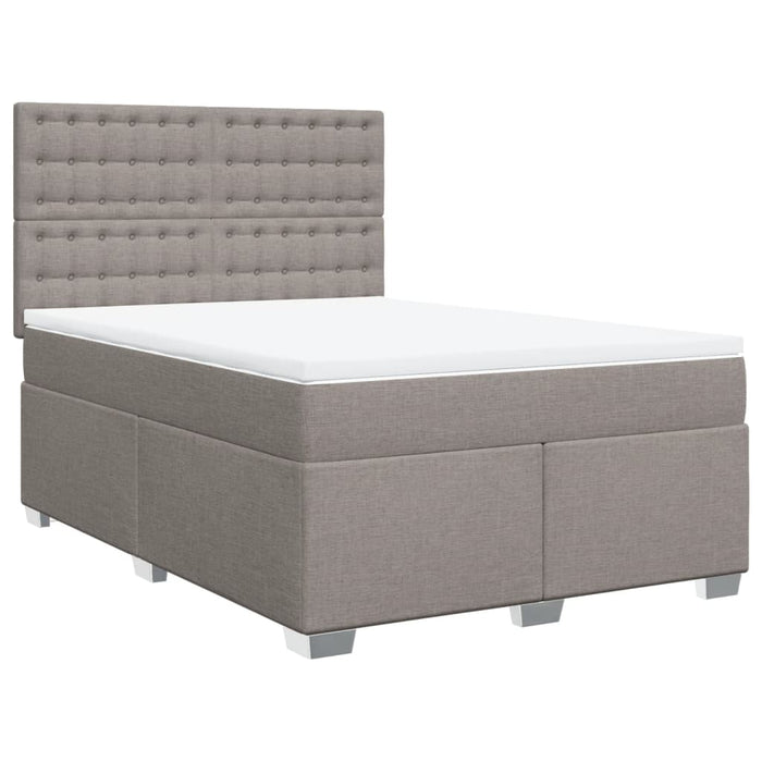Pat box spring cu saltea, gri taupe, 140x200 cm, textil - WALTI WALTI