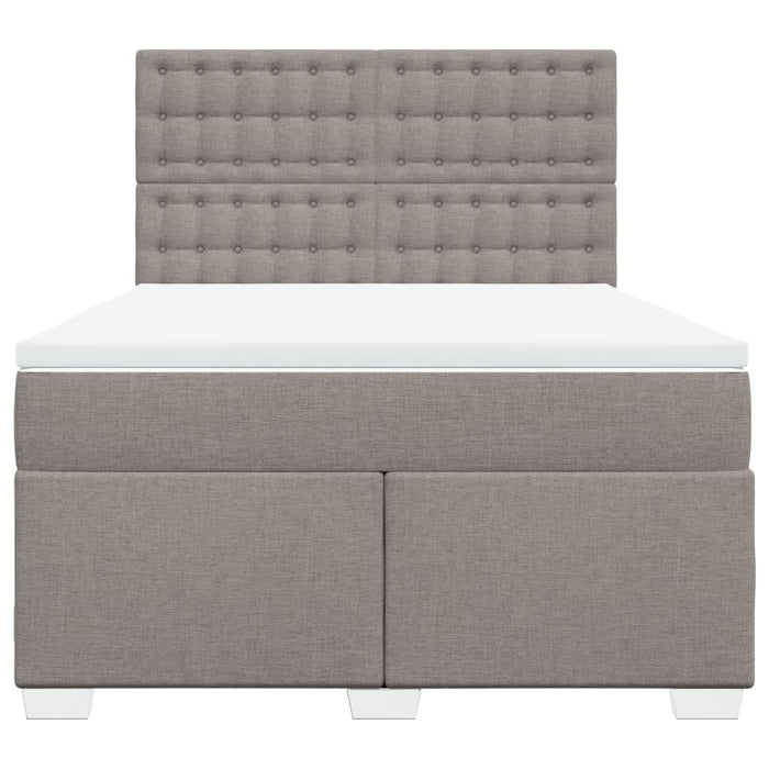 Pat box spring cu saltea, gri taupe, 140x200 cm, textil - WALTI WALTI