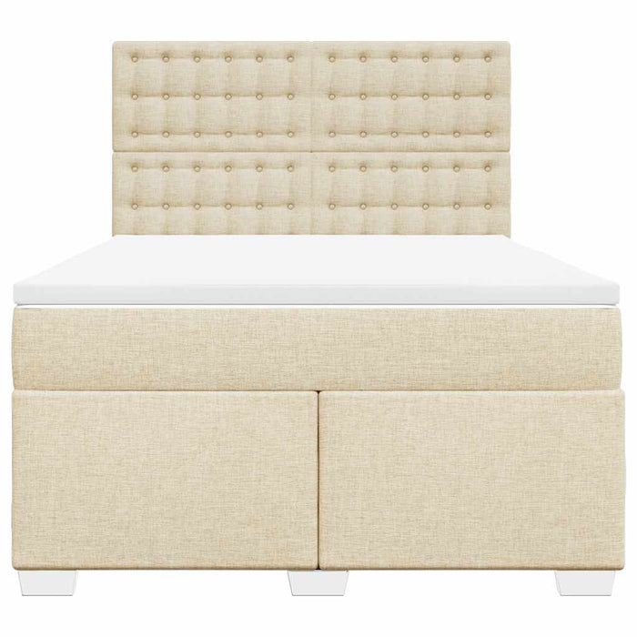 Pat box spring cu saltea, crem, 140x200 cm, textil - WALTI WALTI