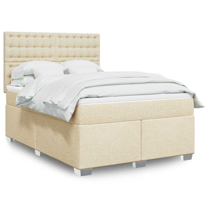 Pat box spring cu saltea, crem, 140x200 cm, textil - WALTI WALTI