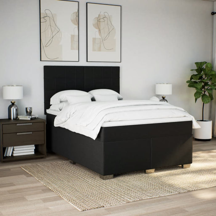 Pat box spring cu saltea, negru, 140x200 cm, textil - WALTI WALTI