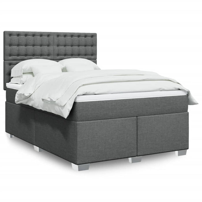 Pat box spring cu saltea, gri închis, 140x200 cm, textil - WALTI WALTI