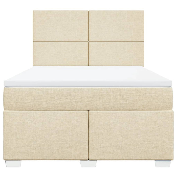 Pat box spring cu saltea, crem, 160x200 cm, material textil - WALTI WALTI
