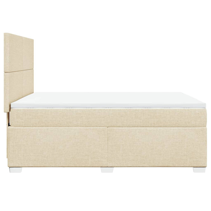 Pat box spring cu saltea, crem, 160x200 cm, material textil - WALTI WALTI