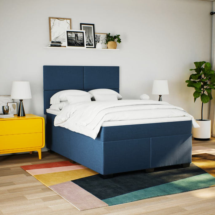 Pat continental cu saltea, albastru, 160x200cm, material textil - WALTI WALTI