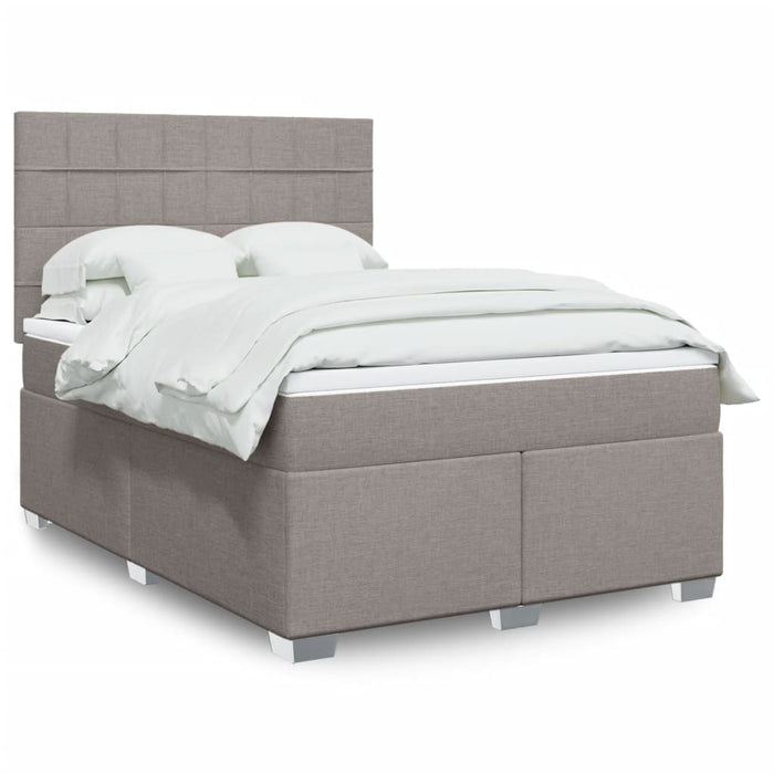 Pat box spring cu saltea, gri taupe, 160x200 cm material textil - WALTI WALTI
