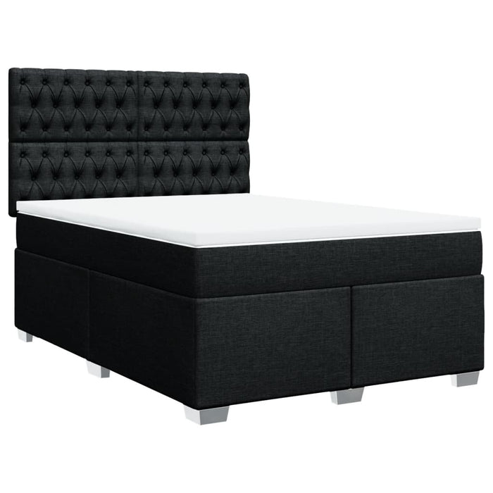 Pat box spring cu saltea, negru, 160x200 cm, textil - WALTI WALTI