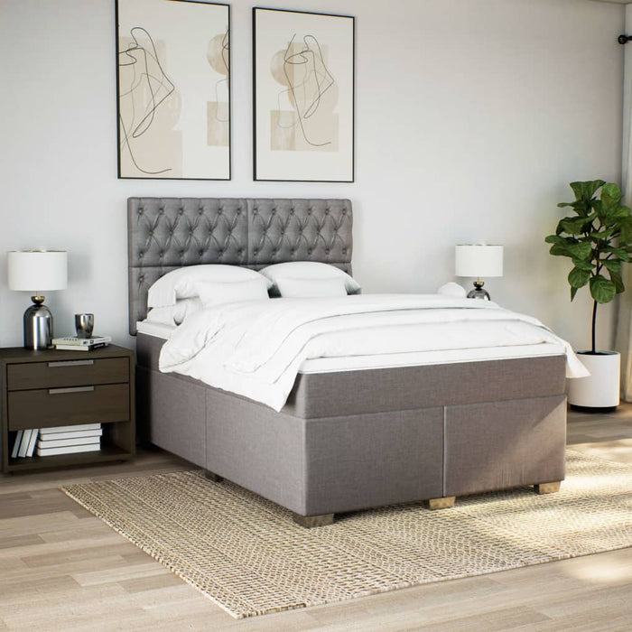 Pat box spring cu saltea, gri taupe, 160x200 cm material textil - WALTI WALTI