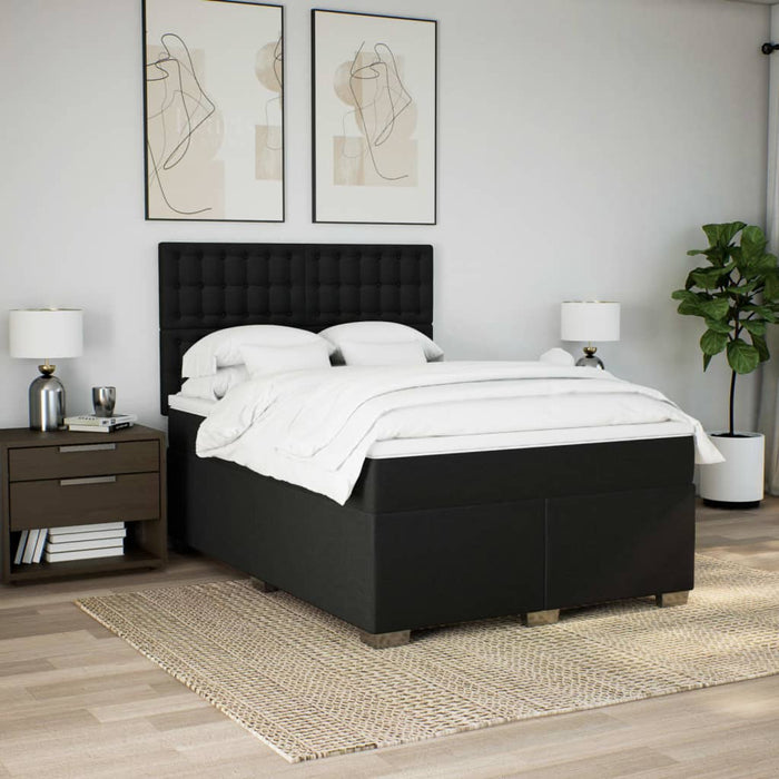 Pat box spring cu saltea, negru, 160x200 cm, textil - WALTI WALTI