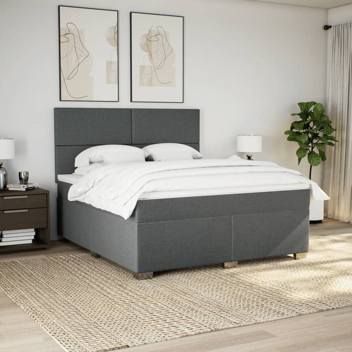 Pat box spring cu saltea, gri închis, 180x200 cm, textil - WALTI WALTI
