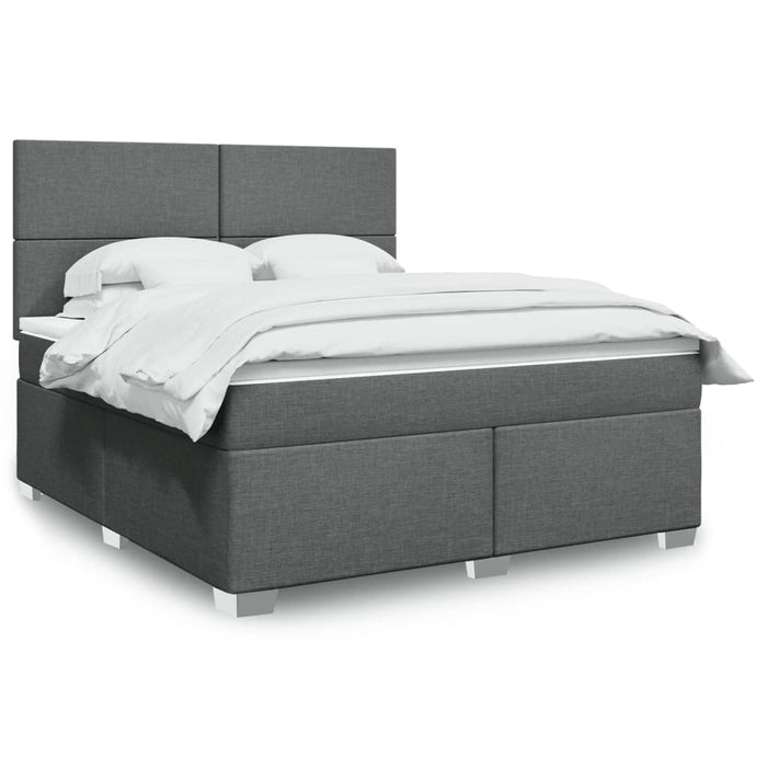 Pat box spring cu saltea, gri închis, 180x200 cm, textil - WALTI WALTI