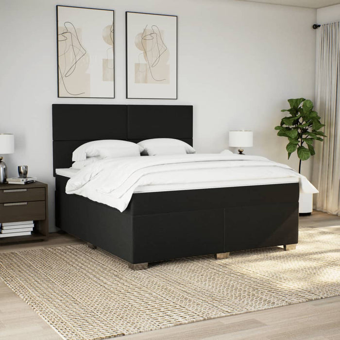 Pat box spring cu saltea, negru, 180x200 cm, catifea - WALTI WALTI