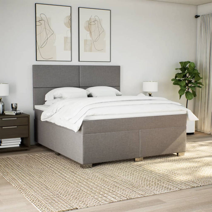 Pat continental cu saltea, gri taupe, 180x200 cm, textil - WALTI WALTI