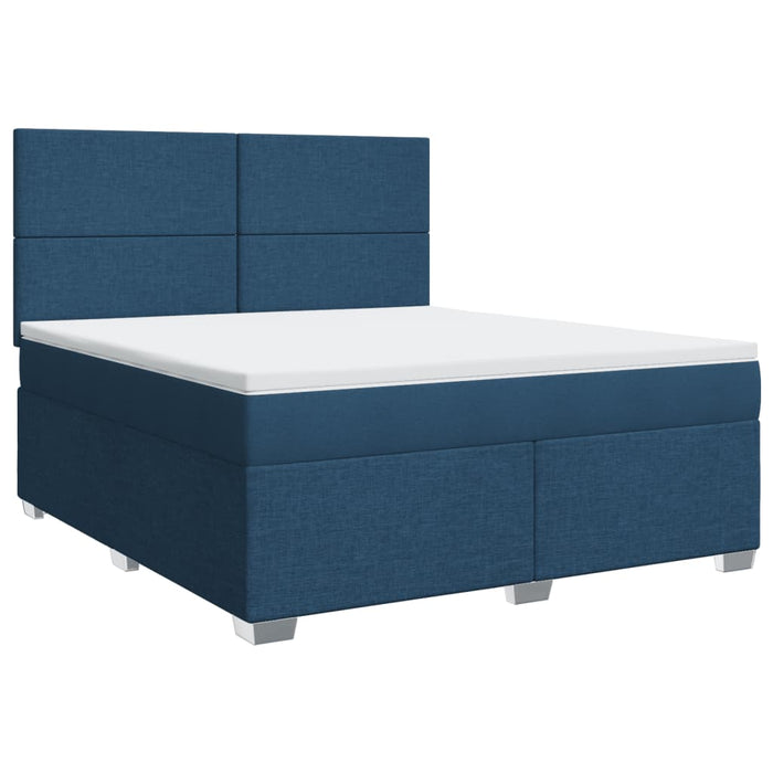 Pat box spring cu saltea, albastru, 180x200 cm, material textil - WALTI WALTI