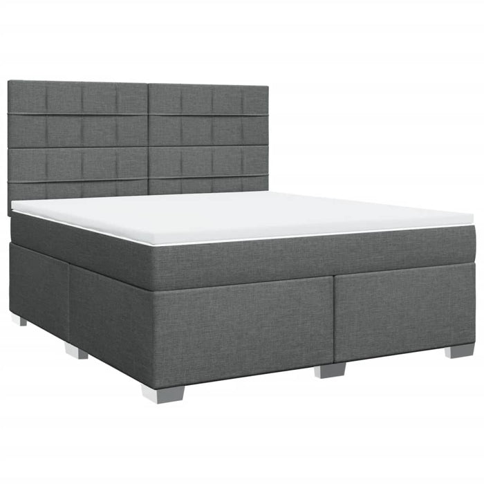 Pat box spring cu saltea, gri închis, 180x200 cm, textil - WALTI WALTI