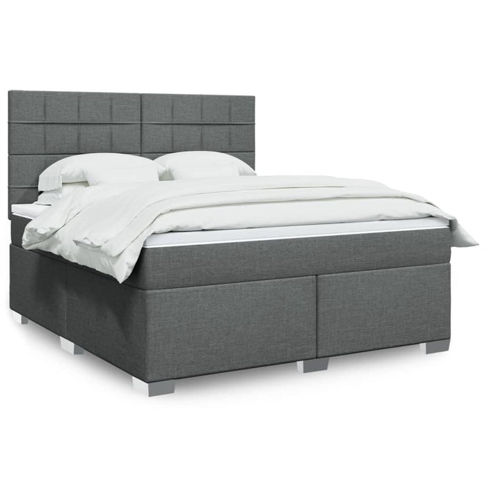 Pat box spring cu saltea, gri închis, 180x200 cm, textil - WALTI WALTI