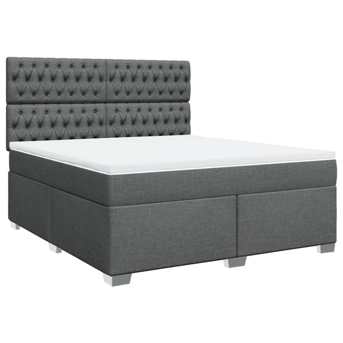 Pat box spring cu saltea, gri închis, 180x200 cm, textil - WALTI WALTI
