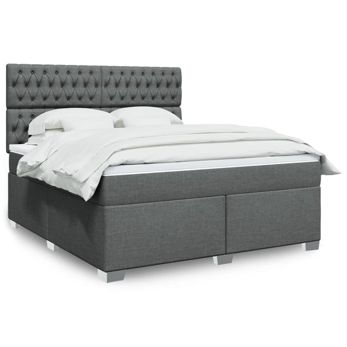 Pat box spring cu saltea, gri închis, 180x200 cm, textil - WALTI WALTI