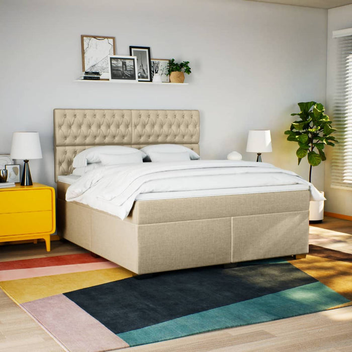 Pat continental cu saltea, crem, 180x200 cm, textil - WALTI WALTI