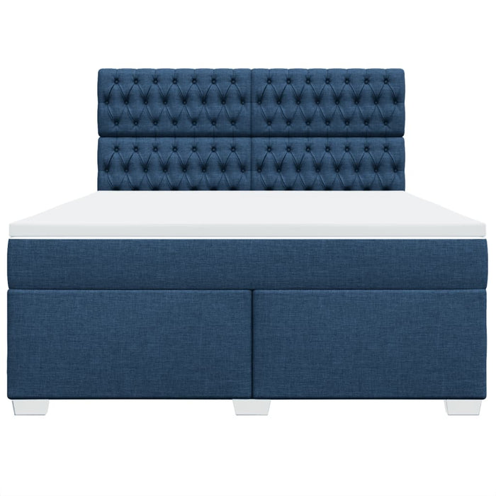 Pat box spring cu saltea, albastru, 180x200 cm, material textil WALTI