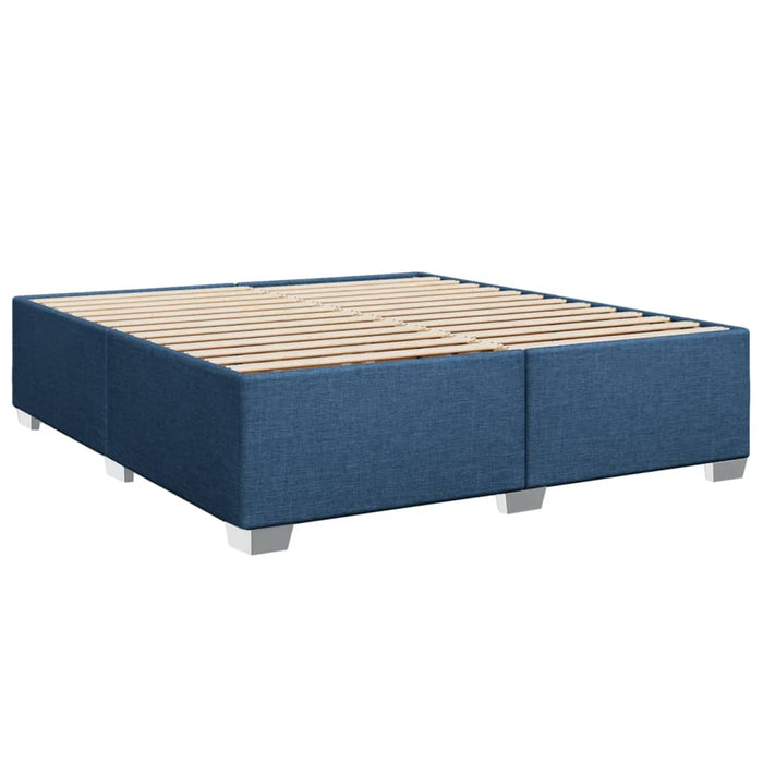 Pat box spring cu saltea, albastru, 180x200 cm, material textil WALTI