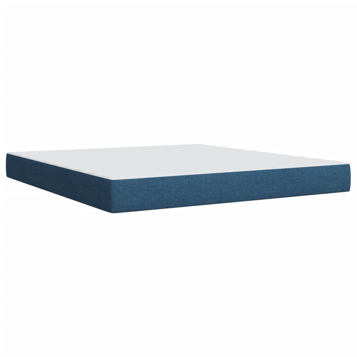 Pat box spring cu saltea, albastru, 180x200 cm, material textil WALTI