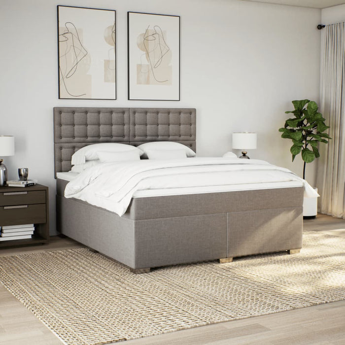 Pat continental cu saltea, gri taupe, 180x200 cm, textil - WALTI WALTI