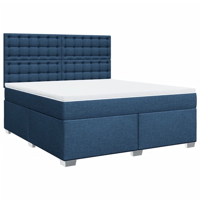 Pat box spring cu saltea, albastru, 180x200 cm, material textil - WALTI WALTI