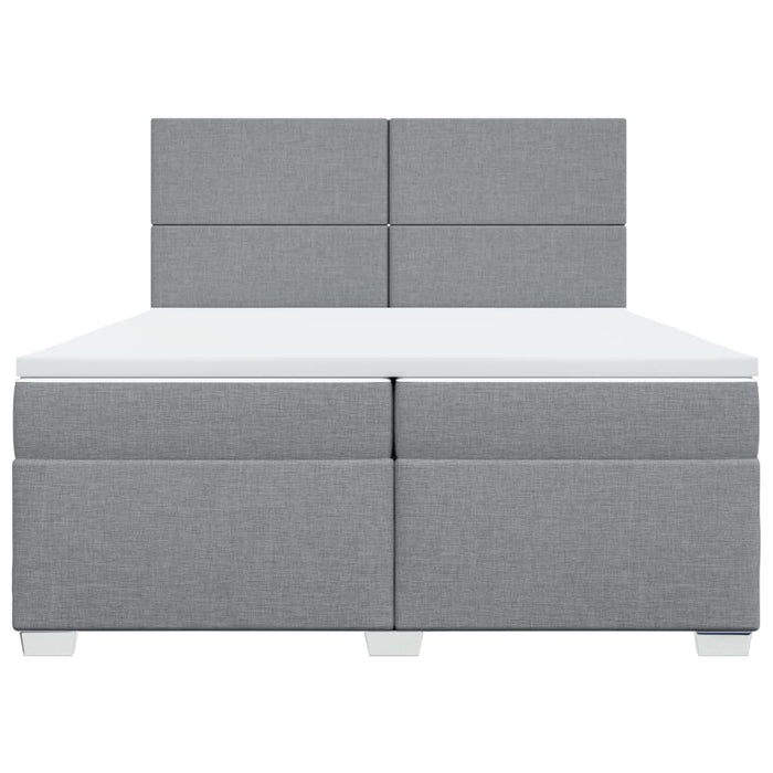 Pat box spring cu saltea, gri deschis, 200x200 cm, textil - WALTI WALTI