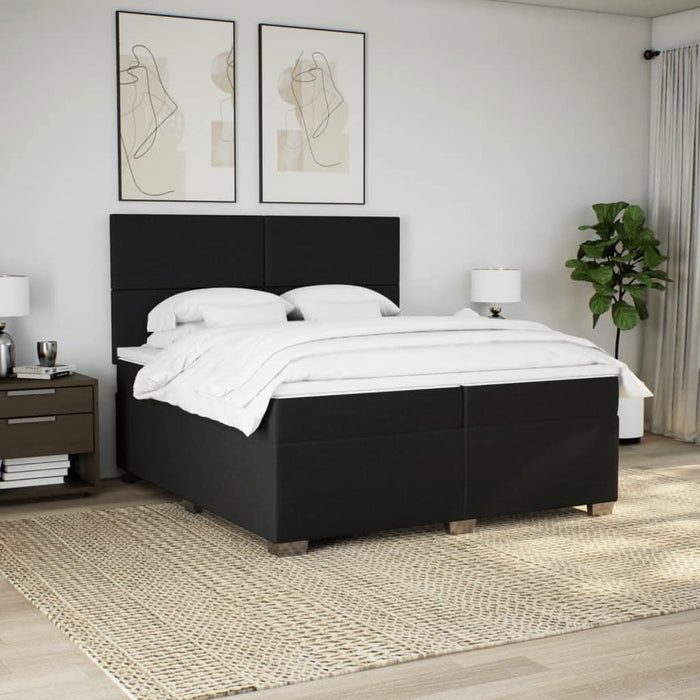 Pat box spring cu saltea, negru, 200x200 cm, textil - WALTI WALTI