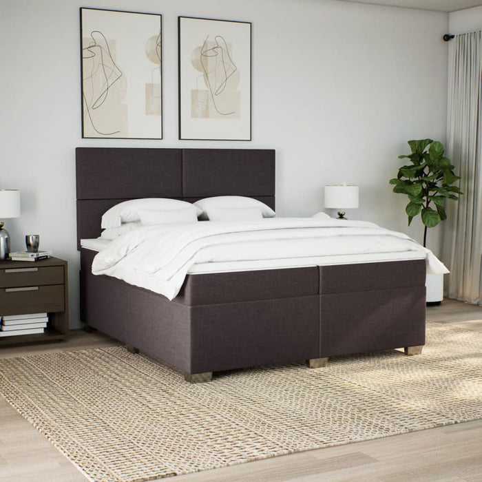 Pat box spring cu saltea, maro închis, 200x200 cm, textil - WALTI WALTI