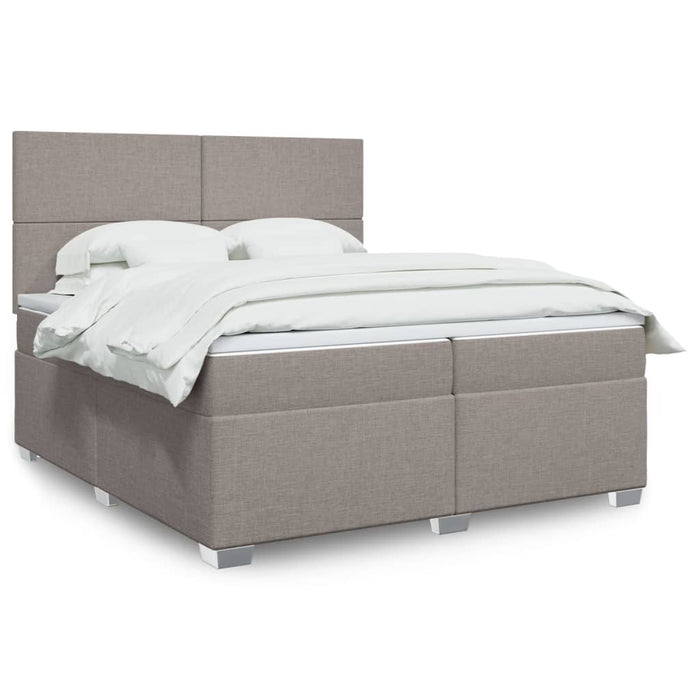 Pat box spring cu saltea, gri taupe, 200x200 cm, textil - WALTI WALTI
