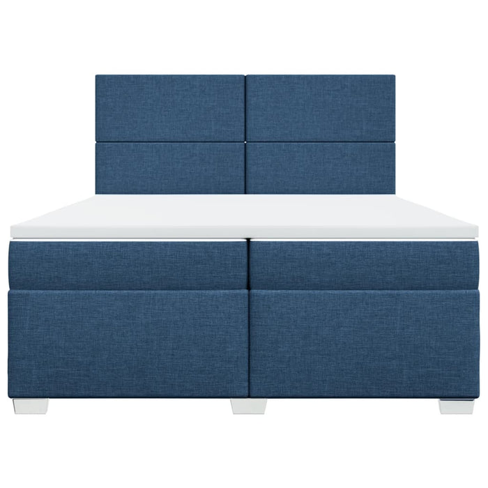 Pat box spring cu saltea, albastru, 200x200 cm, textil - WALTI WALTI
