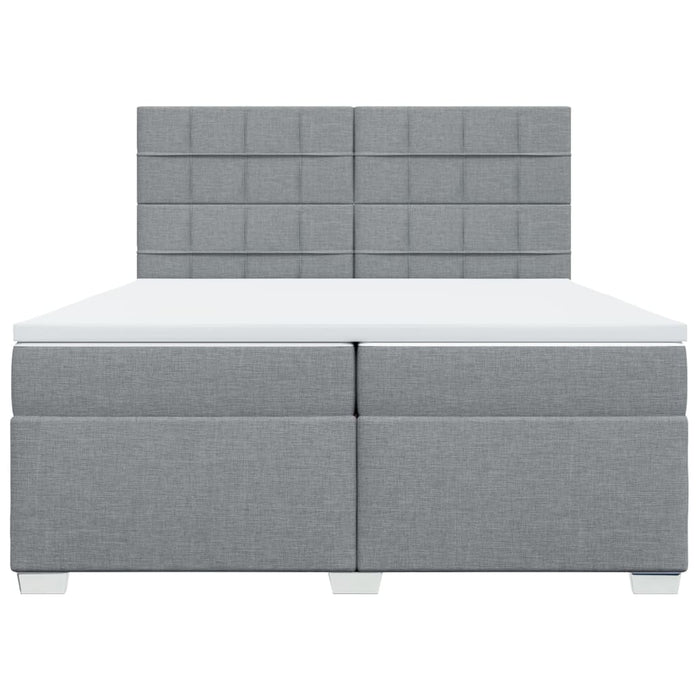 Pat box spring cu saltea, gri deschis, 200x200 cm, textil - WALTI WALTI