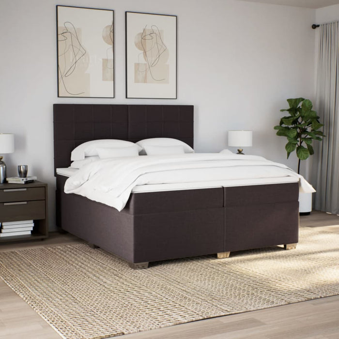 Pat box spring cu saltea, maro închis, 200x200 cm, textil - WALTI WALTI