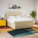 Pat box spring cu saltea, crem, 200x200 cm, textil - WALTI WALTI