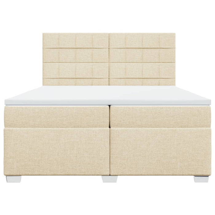 Pat box spring cu saltea, crem, 200x200 cm, textil - WALTI WALTI