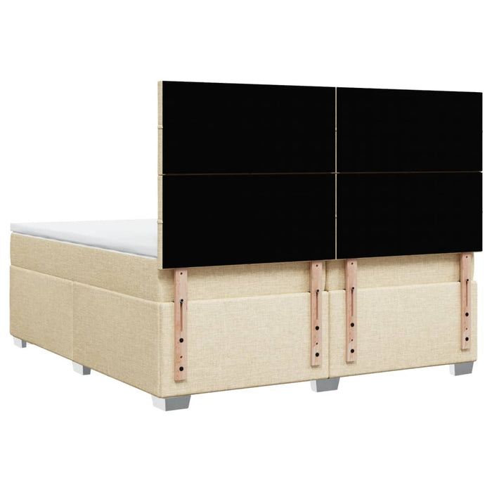 Pat box spring cu saltea, crem, 200x200 cm, textil - WALTI WALTI