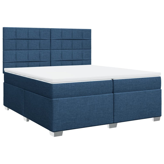 Pat box spring cu saltea, albastru, 200x200 cm, textil - WALTI WALTI