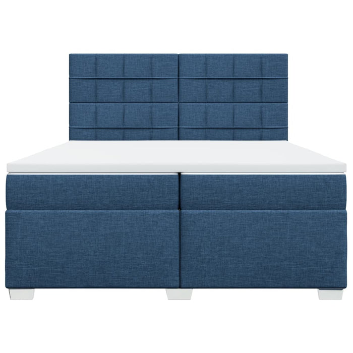 Pat box spring cu saltea, albastru, 200x200 cm, textil - WALTI WALTI