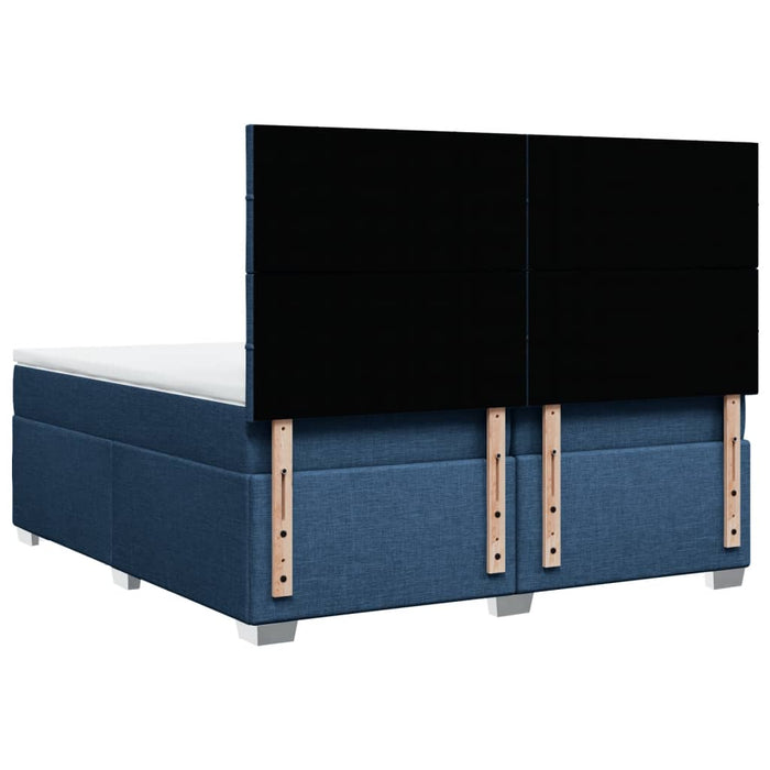Pat box spring cu saltea, albastru, 200x200 cm, textil - WALTI WALTI