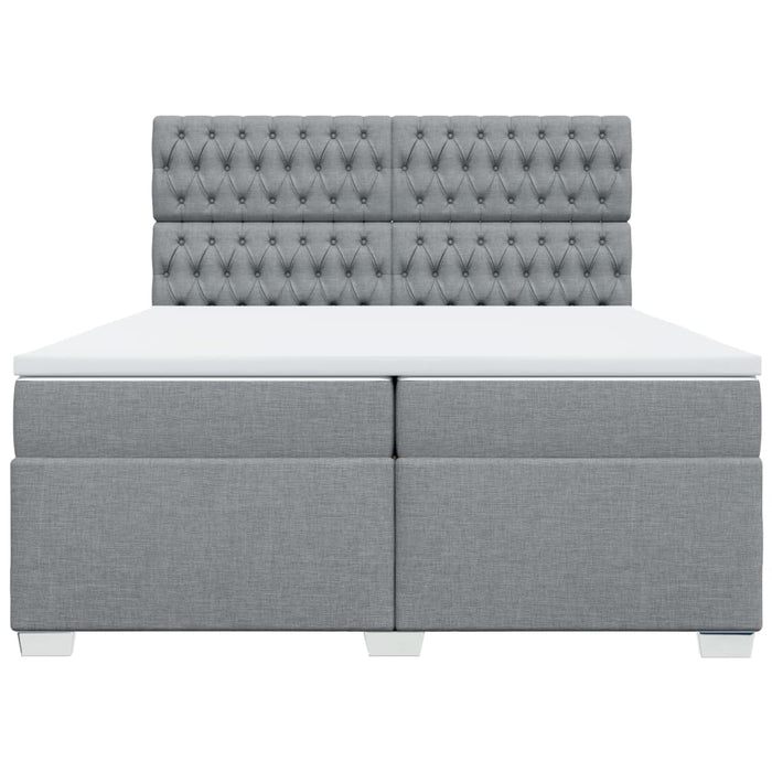 Pat box spring cu saltea, gri deschis, 200x200 cm, textil - WALTI WALTI